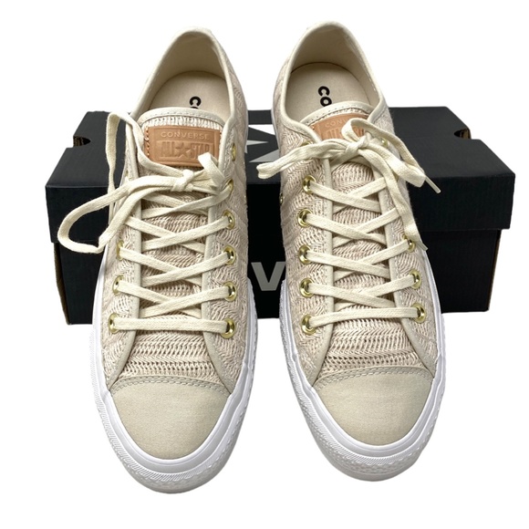 đź’–MEGA SALEđź’–Converse CTAS Lift Platform Low Beige Women's 9 Mesh Canvas 560655C - Picture 4 of 8